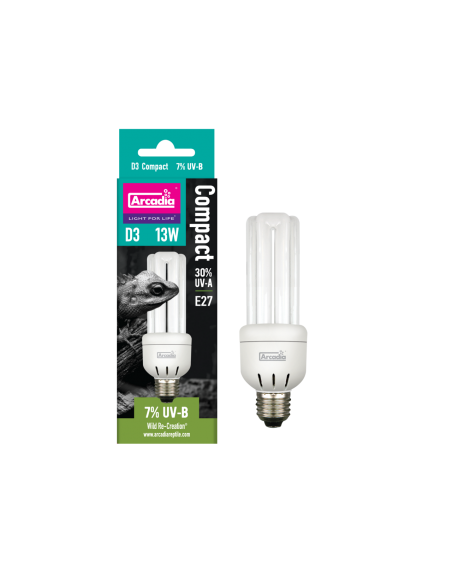 Arcadia Mini Triple U D3 7% Uvb Screw In Compact 13 Watt Arcadia - 1