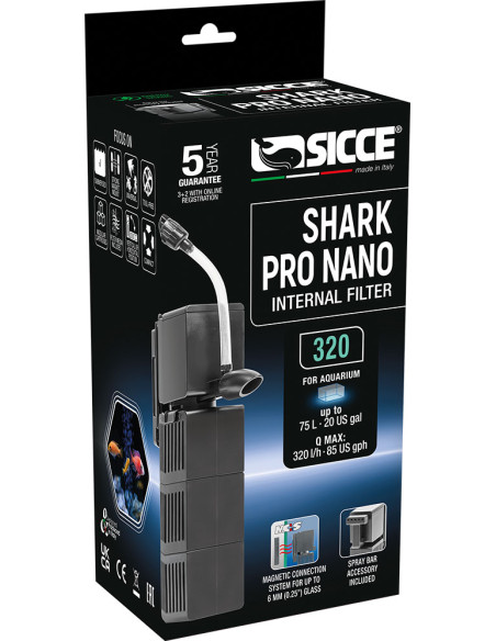 Filtre Shark Pro Nano 320  320l/H Sicce